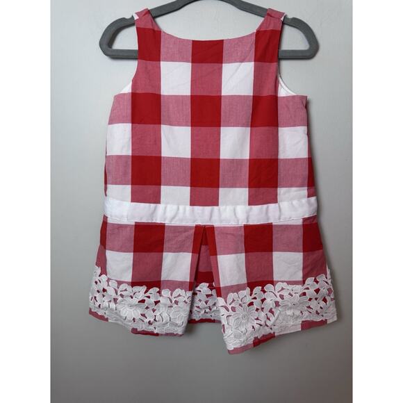 Janie and Jack Sz 12-18 Months Midsummer Picnic Plaid Lace Trim Dress Lined $69 - Picture 5 of 9